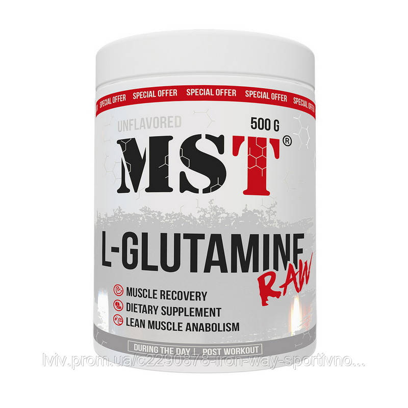 MST L-Glutamine Raw (500 g, unflavored), фото 1