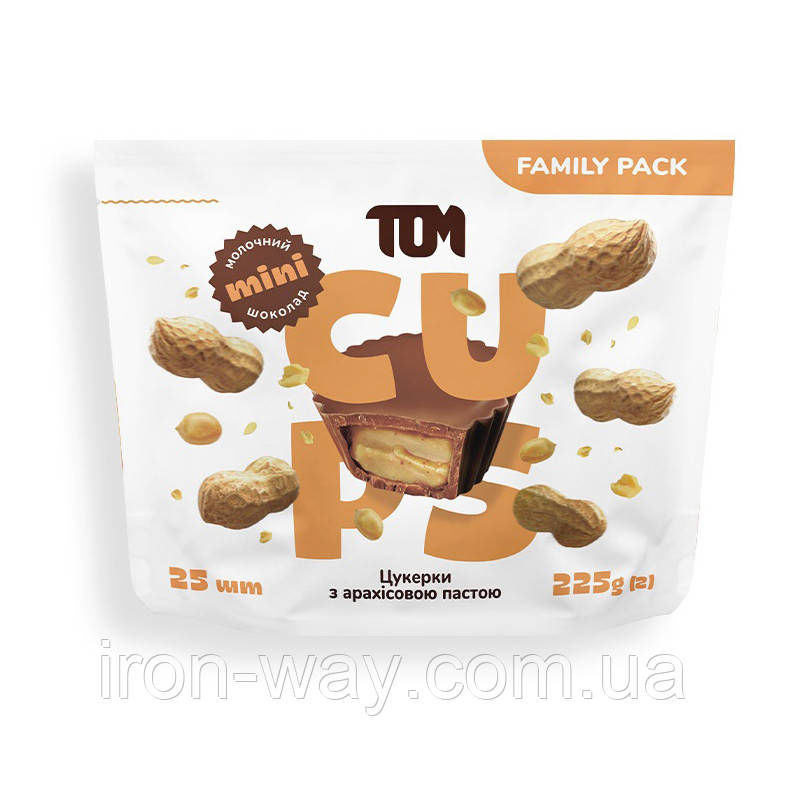 TOM peanut butter Цукерки з арахісовою пастою в молочному шоколаді - Family Pack (225 g)
