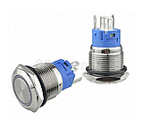 Кнопка антивандальна 19мм із фіксацією та підсвічуванням OFF-ON, 220V, виводи під пайку, фото 2