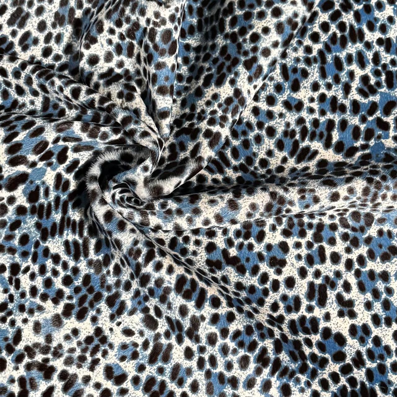Натуральна шкіра поні з ворсом для пошиття леопард біло-блакитна 55 dm2