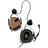 Активні навушники Earmor M32H з кріпленням на шолом та мікрофоном, койот, фото 2