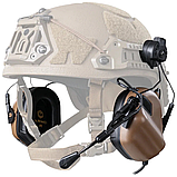 Активні навушники Earmor M32H з кріпленням на шолом та мікрофоном, койот, фото 4