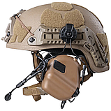 Активні навушники Earmor M32H з кріпленням на шолом та мікрофоном, койот, фото 5