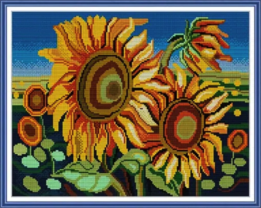 Набір для вишивання за нанесеною на канву схемою "SunFlower".AIDA 11CT printed , 40*32 см, фото 1