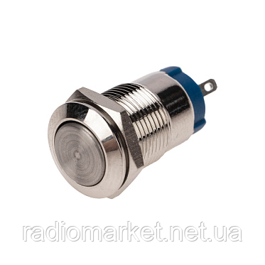 Кнопка антивандальна 12мм із фіксацією OFF-ON, 220V, виводи під пайку