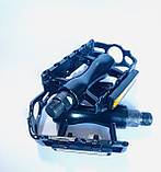 Педаль Алюмінієва (Чорна) Педалі для велосипеда алюмінієві зі світловідбивачами та шипами, фото 2