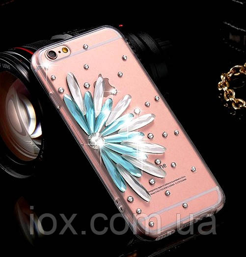 Cиликоновый TPU чехол Цветок с камнями Сваровски для Iphone 6/6s