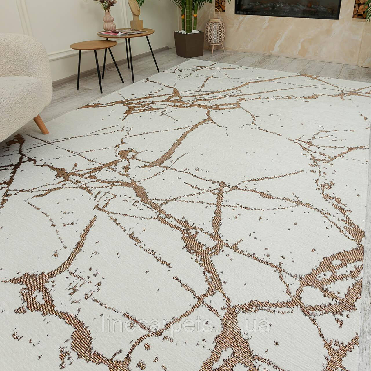 Комбінований світлий  безворсовий килим LOTUS 114284 cream