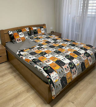 Комплект постільної білизни мікрофібра+бязь ТЕТ-@-ТЕТ Коти (полуторний розмір)