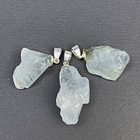 Кулон Аквамарин необроблений d-асорті 31х16-37-18мм+- срібний метал купити біжутерію оптом в інтернеті