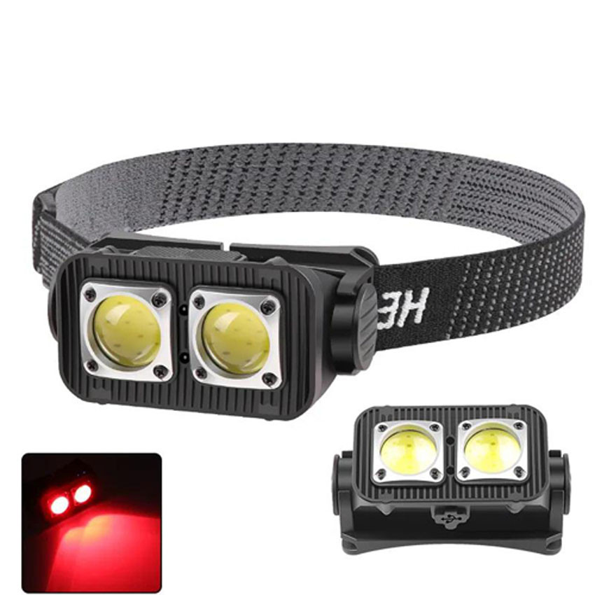 Ліхтар налобний K372-2COB(white+red), Motion Sensor