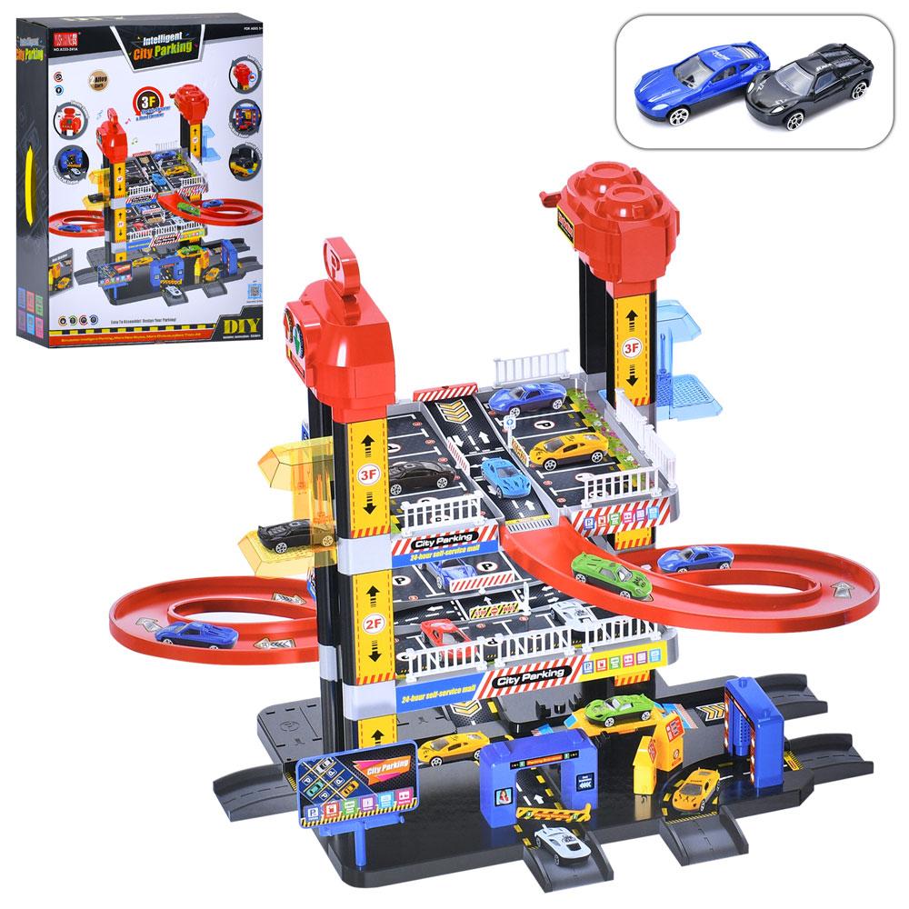 Гараж A333-241A 3 поверхи, машинки 2 шт., 2 ліфти(ліфт(механіч.),ліфт-муз.,світло),кор.,41-57-15,5см, фото 1