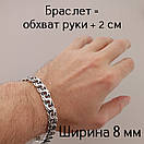 Срібний чоловічий браслет широкий. Масивний браслет Бісмарк на руку. Ширина 8 мм. 19 см, фото 8