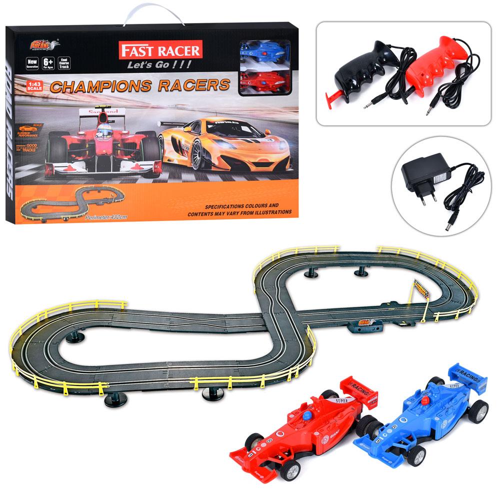 Трек 6605-B дист.кер.(на шнурі), 1:43, машинка 2шт., від мережі 220V, кор., 55,5-36-5,5 см., фото 1