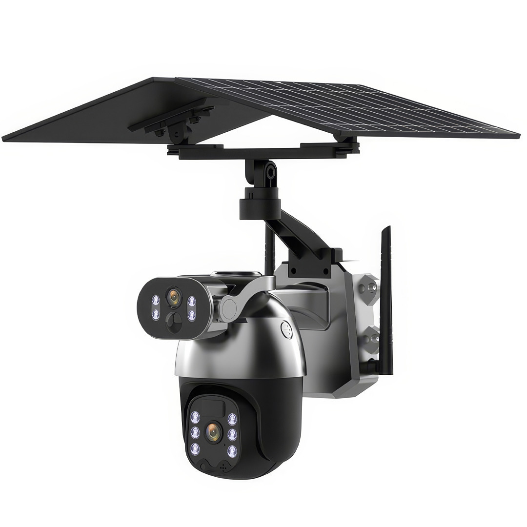 Вулична IP камера відеоспостереження із сонячною панеллю та двома об'єктивами Q5max WIFI 6Мп, фото 1