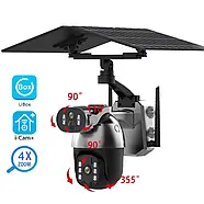 Вулична IP камера відеоспостереження із сонячною панеллю та двома об'єктивами Q5max WIFI 6Мп, фото 2