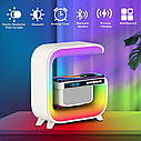 Нічник акумуляторний RGB G3 з бездротовою зарядкою і Bluetooth-колонкою 3W Smart Light Sound Machine білий, фото 3