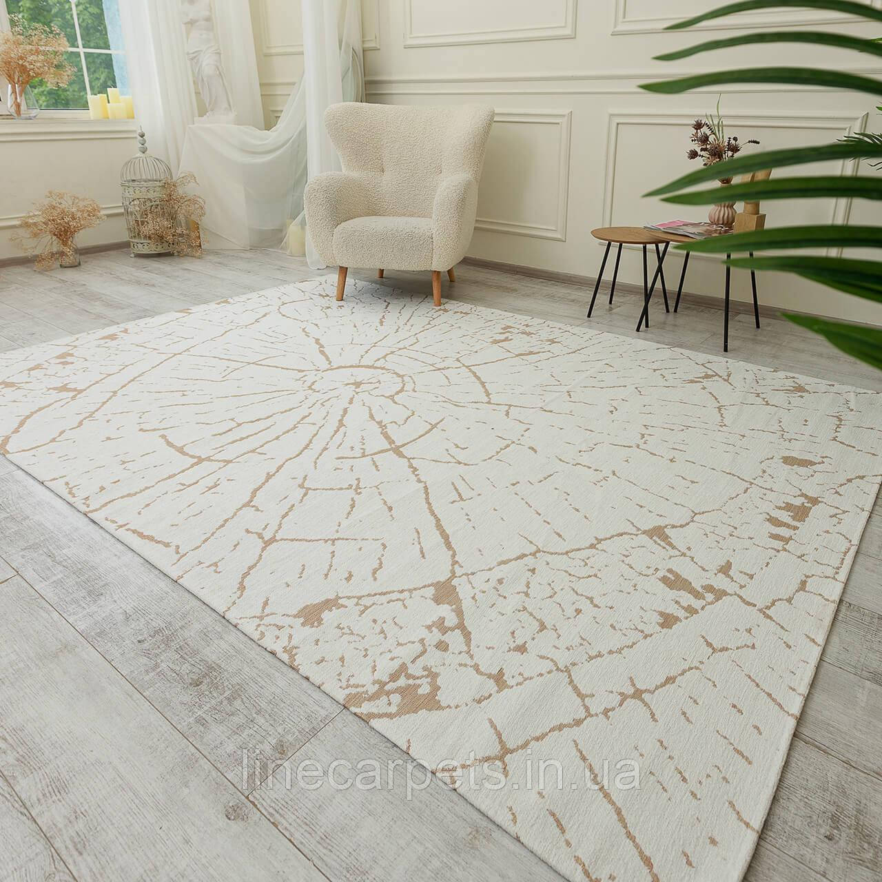 Світлий сучасний дизайнерський килим LOTUS 114207 cream, фото 1