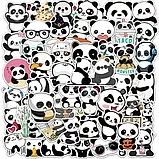 Набір наклейок Панда Panda стікери 50 штук стікерпак стікербомбінг на ноутбук самокат гаджети, фото 3