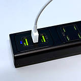 HUB-адаптер, подовжувач US-D01 50W, 6Type-C, 3USB, 110-265V, 1 м, чорний, фото 3