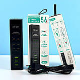 HUB-адаптер, подовжувач US-D01 50W, 6Type-C, 3USB, 110-265V, 1 м, чорний, фото 5