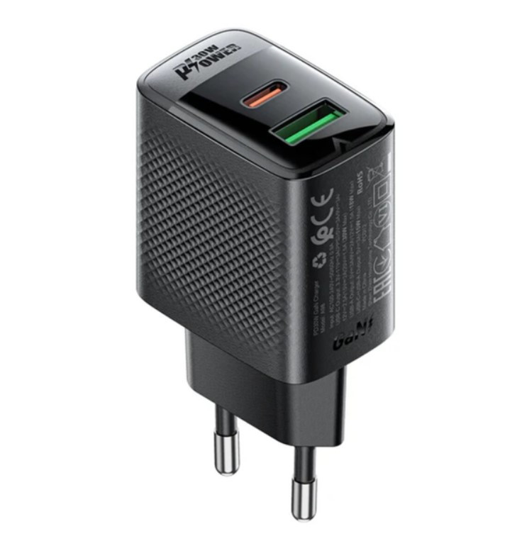Адаптер мережевий AceFast A98 GaN PD30W, USB, Type-C, чорний, фото 1