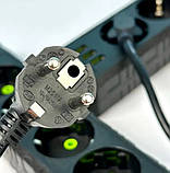 Подовжувач UA Power F45U на 5 розеток, 3USB, 2 м, чорний, фото 2