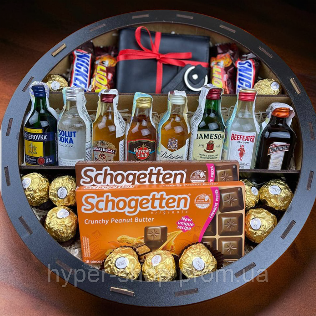 Солодкий оригінальний подарунковий бокс для коханого на день народження, смачний чоловічий подарунковий бокс із солодощами на, фото 1