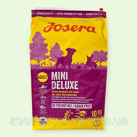 Сухий супер преміум корм для собак дрібних порід JOSERA MiniDeluxe беззерновий з ягням 10 кг, фото 1