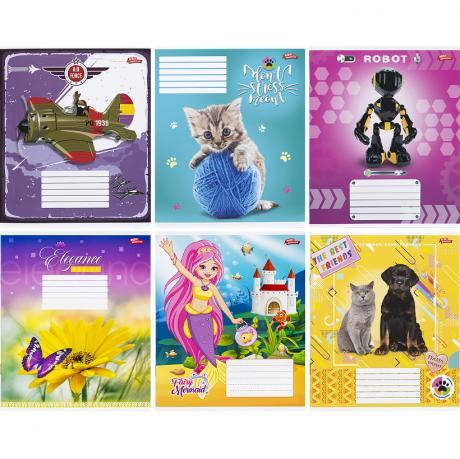 Зошит кольоровий 12 аркушів, коса з доп.лініей "Мрії" "mix" 112 зображень у ящику MZOPT, фото 1