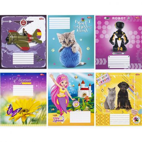 Зошит кольоровий 12 аркушів, коса з доп.лініей "Мрії" "mix" 112 зображень у ящику MZOPT