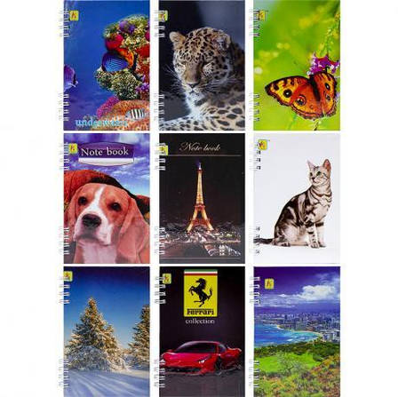 Блокнот А6 "Коленкор" 64 аркуши, спіраль тверда обкладинка MZOPT, фото 1