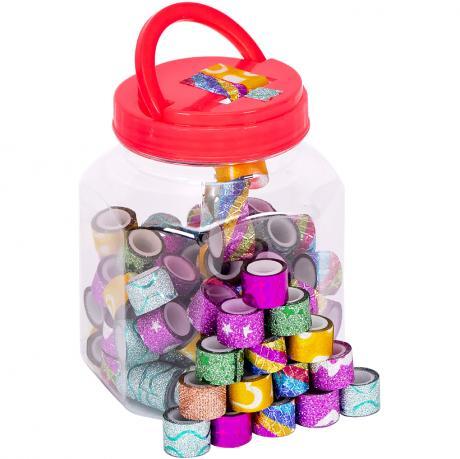 Скотч декоративний у банці 90шт 1 м "Блискучий" №61 (паперовий) MZOPT