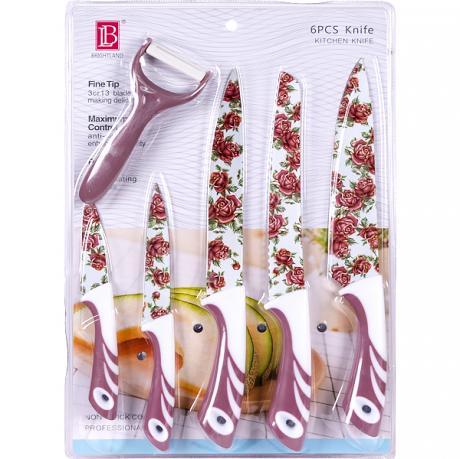 Набір кольорових ножів на блістері, 6 предметів "Рожевий" 27*40см X3-230 MZOPT