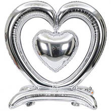 Кулька фольгована підлогова "Серце" срібло 100*90 см FL-008 MZOPT