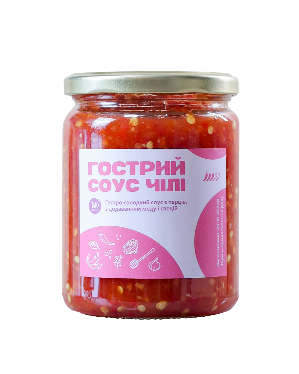 ГОСТРИЙ СОУС ЧІЛІ, скляна банка, 0,5 л, ЇМО Разом