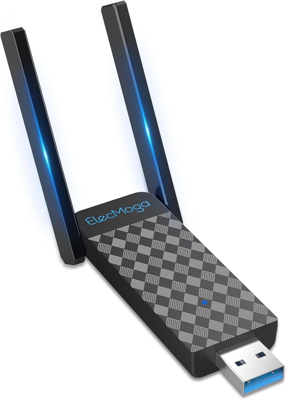 ElecMoga WiFi адаптер AC1300 Mbps 2.4GHz/5GHz USB 3.0 для ПК/ноутбука/планшета, сумісний з Windows 11/10/8/7/Vista/XP, Mac OS