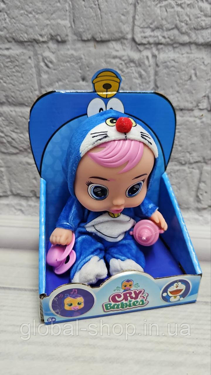 Лялька пупс "Cry Babies" у костюмі Дораемон, сплачет, сміється, говорить слова