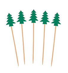 Шпажки дерев'яні "Ялинки зелені" (50 шт), 13 см