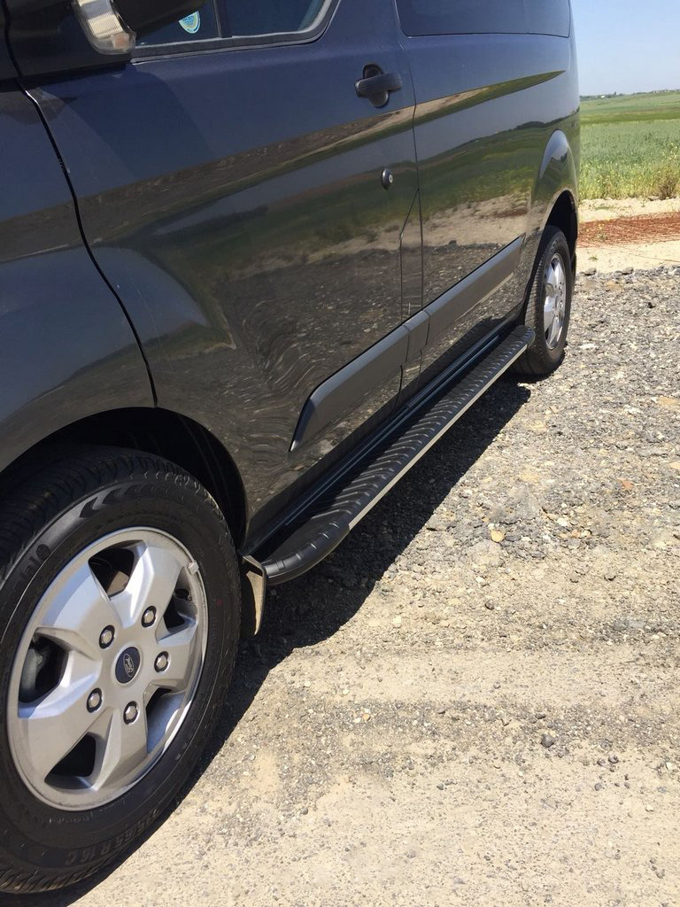 Бічні пороги Bosphorus Grey на Ford Transit 2000-2014 Пороги майданчика Форд Транзит L2 середня 2 шт., фото 1