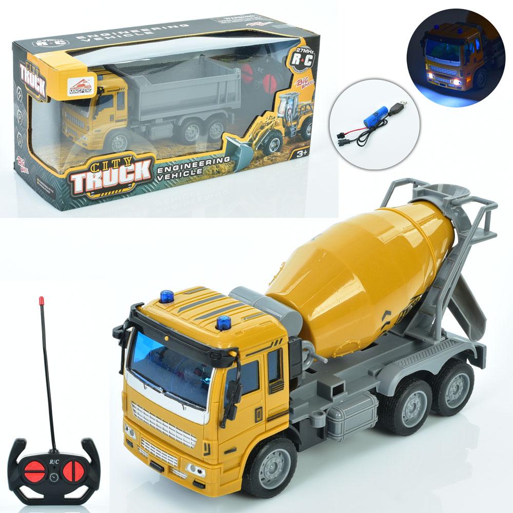 БУДТЕХНІКА РАДІОКЕРУВАННІ, CITY TRUCK, БЕТОНОВОЗ або ВАНТАЖІВКА  акум, 20см, світло, рухливі деталі, гумові колеса, USBзарядне, 2, фото 1