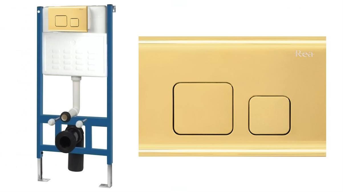 Инсталляция REA с золотой кнопкой F LIGHT GOLD