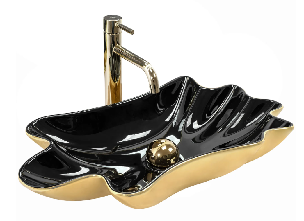 Умивальник (раковина) REA INFINITY GOLD BLACK накладний *