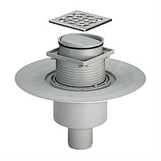 Трап с сухим затвором VIEGA ф50, нерж, решетка 100*100, верт. пластик 583224