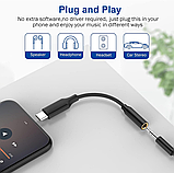 Адаптер USB C в 3.5 мм разъем (1 шт), USB-C AUX для навушників iPhone, Samsung Galaxy, Pixel, HUAWEI Mate та ін, фото 2