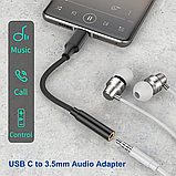 Адаптер USB C в 3.5 мм разъем (1 шт), USB-C AUX для навушників iPhone, Samsung Galaxy, Pixel, HUAWEI Mate та ін, фото 3