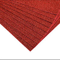 Фоаміран клейовий з глітером LUX (червоний) 20х30 см (1,8 мм)