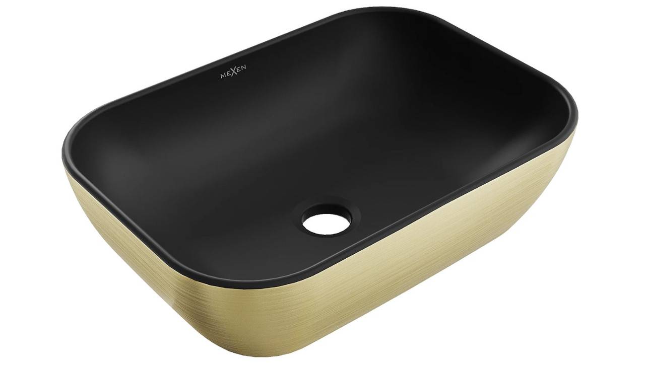 Умивальник (раковина) MEXEN RITA BRUSHED GOLD BLACK MATT накладний