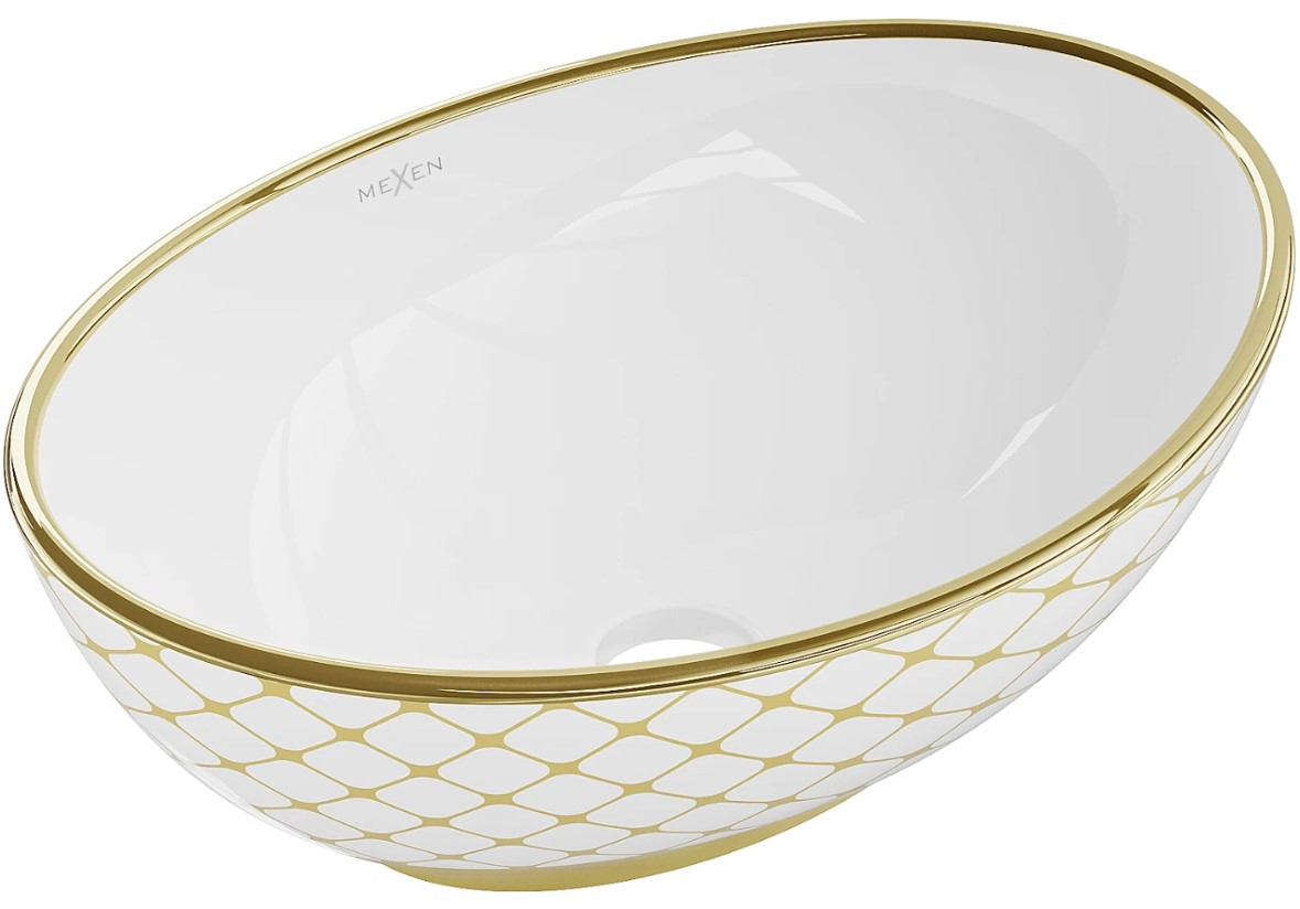 Умивальник (раковина) MEXEN ELZA WHITE DIAMOND GOLD накладний