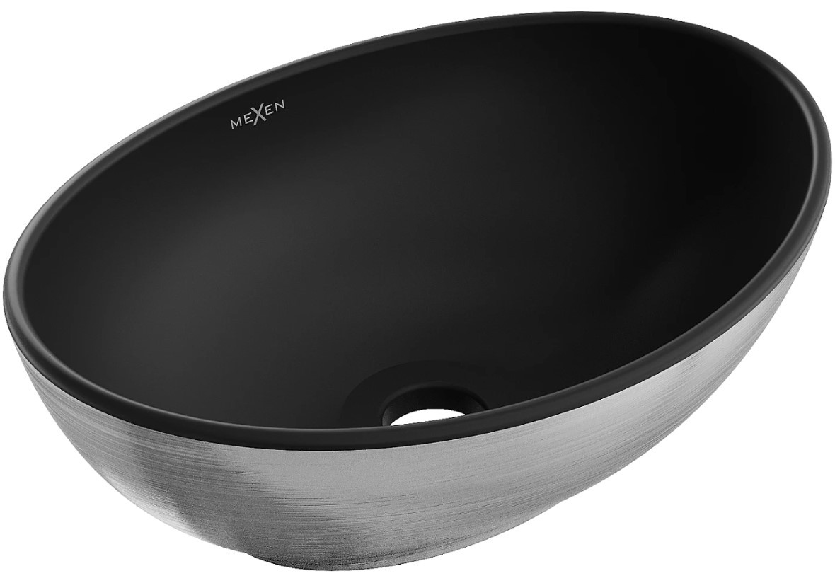 Умивальник (раковина) MEXEN ELZA SILVER BRUSHED BLACK MATT накладний